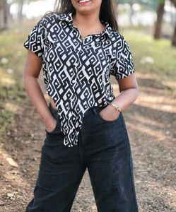 Stylish Black & White Patterned Top