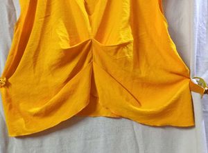 Sunshine Yellow Draped V-Neck Top