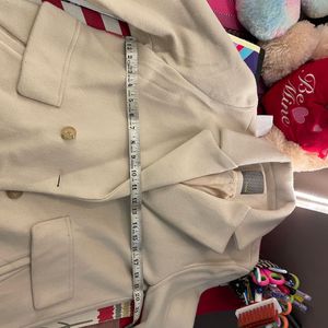 Stylish Double-Breasted Cream Coat