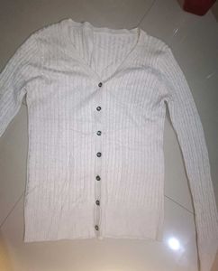 Cream Cable Knit Button-Up Cardigan