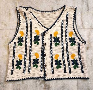 Crochet Flower Vest