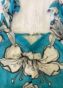 Boho Blue Floral Print Blouse
