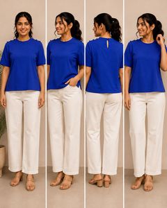 Stylish Blue Short Sleeve Top