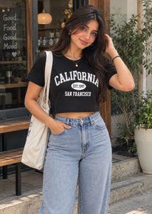 Black California Graphic Crop T-Shirt