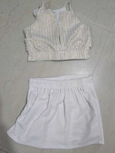 Sparkling White Skirt and Top Set