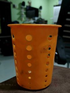 Orange Plastic Pen Stand Bursh Stan