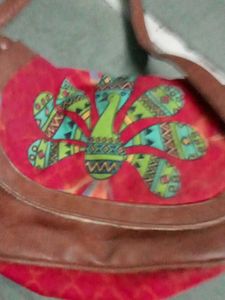 Brown &amp; Red Crossbody Bag