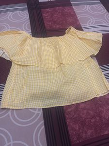 Yellow Off-Shoulder Ruffle Top