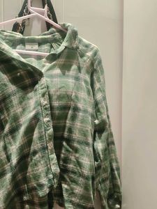 Green Plaid Button-Up Shirt