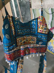 unsed Boho Print Crop Top with Shells