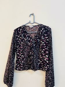 Chic Animal Print Sheer Top