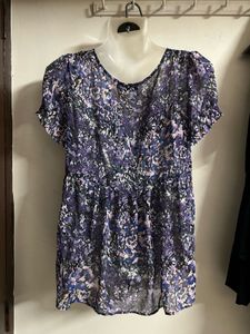 Chic Floral Print V-Neck Tie Top