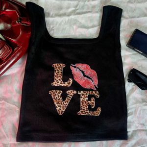 Cute Leopard text black Tank top 🪩💋