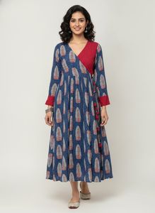 💐Blue Printed Wrap Kurta💐