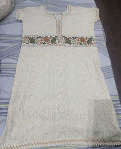Elegant Cream Lace Kurta Medium Size