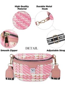 Pink Plaid Tweed Fanny Pack
