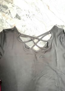 Women's Black Criss-Cross Back Top