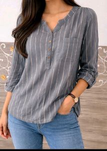 Casual Striped Henley Shirt