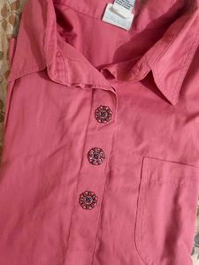 Oversized Pink Button-Up Shirt
