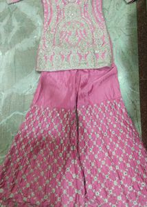 New Pink Embroidered Sharara Set