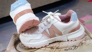 Wait and Peach Sneaker For Girls