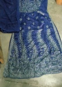 Blue Colour Bhoot He Khubsurt Cut Daana Work Plazo