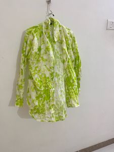 Green Floral Print Button-Up Shirt