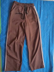 Brown Wide-Leg Track Pants
