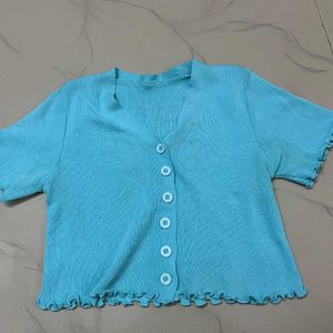 Cute Blue Button-Up Cardigan