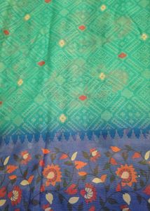 Beautiful Teal Saree with Floral Border