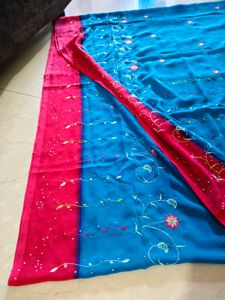 multi embroidered saree  with glitter