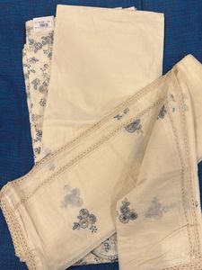 Elegant White Floral Kurta Set Piece