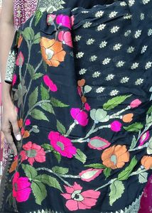 Black Banarasi Kaddi Georgette Saree
