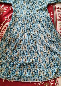 Stylish Blue &amp; Yellow Printed Kurta Set