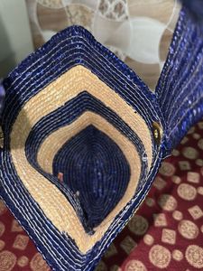 Striped Straw Tote Bag