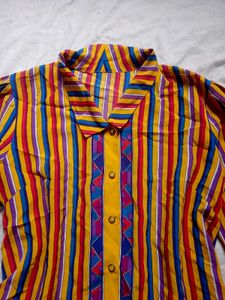 Vibrant korean Striped Ethnic shirt