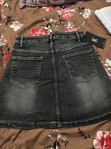 Grey Denim Mini Skirt