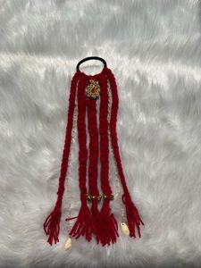 5 different Red Braided Hair Accessory with Beads