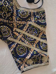 Stylish Navy Blue Embroidered Blouse