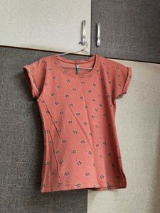 Coral Floral Print T-Shirt