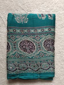 Elegant Teal Printed Saree