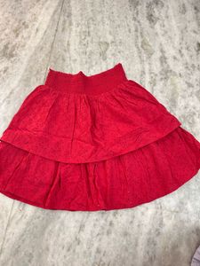 Chic Red Tiered Skirt