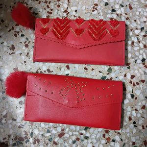 Red Embellished Wallets
