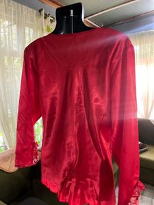Beautiful Red Embellished Satin blouse