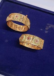 Exquisite Gold-Plated Bangles with Enamel Work