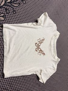 Cream Butterfly Graphic T-Shirt