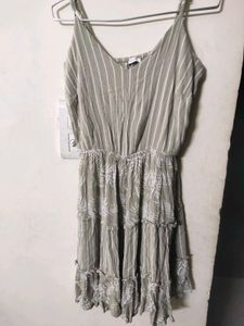 Tiered Striped & Leaf Print Sundress