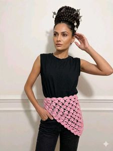 Crocheted Pink Bandana Scarf