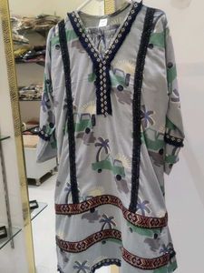 Grey Kurta with Scenic Print