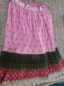 Pink silk Lehenga with Red Dupatta